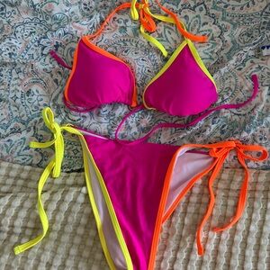 Vibrant Pink and Neon Bikini Set